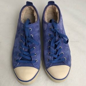 UGG Evera bright blue suede shearling lined sneakers